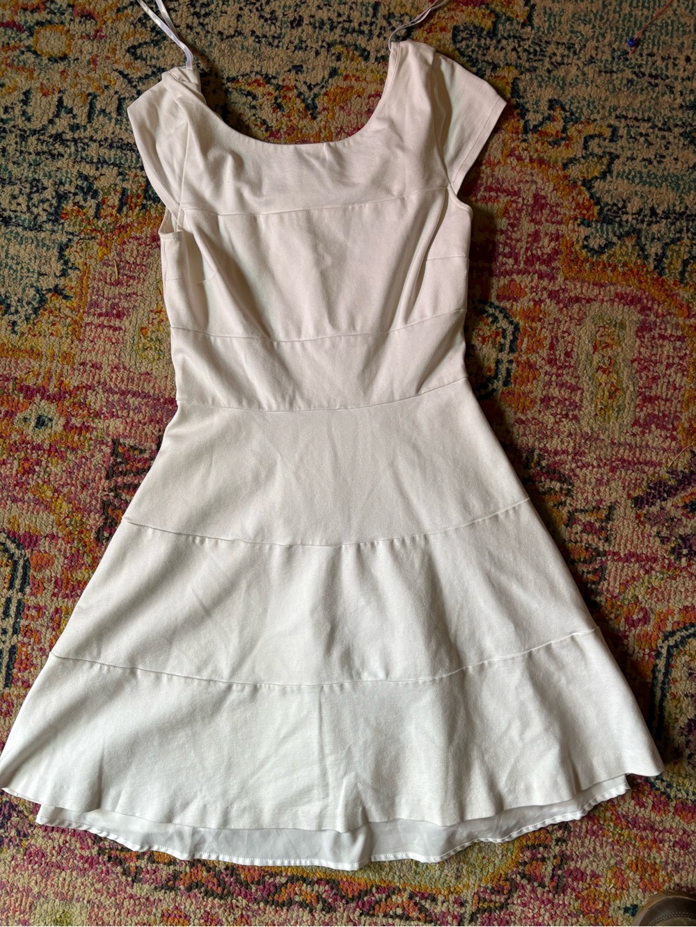 Banana Republic White Tiered Fit and Flare Cap Sleeve Dress Size 4